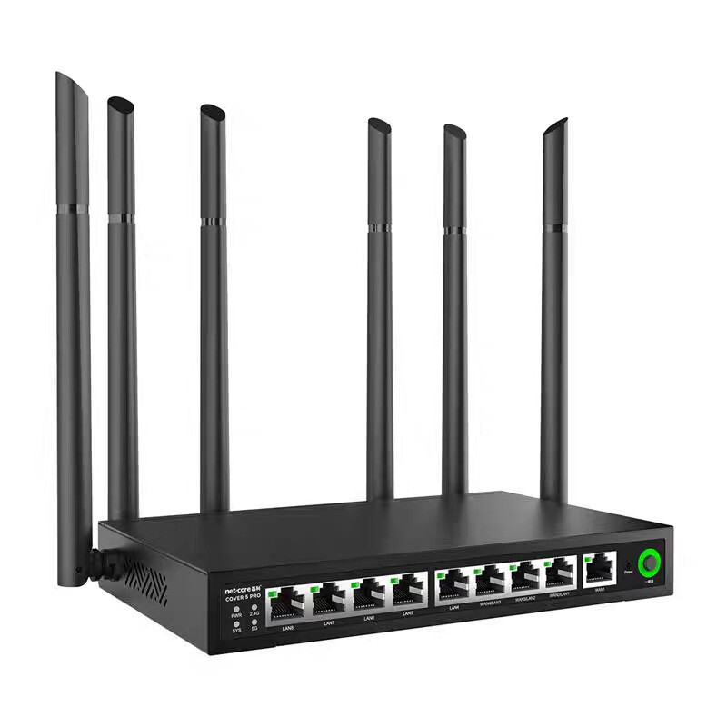 Full Gigabit Wireless Router for Shops, Dual-Band 1200m High-Speed, Wall-Penetrating, Multi-Wan, Iron Shell, 5 Antennas