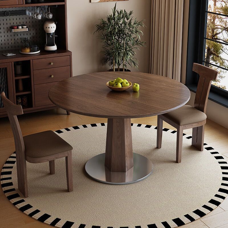 Solid Wood Dining Table North American Black Walnut Restaurant Log Simple Dining Table Small Apartment Home Round Table