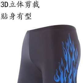 单件速干防尴尬男士游泳裤成人时尚火焰款加大码温泉短裤游泳裤