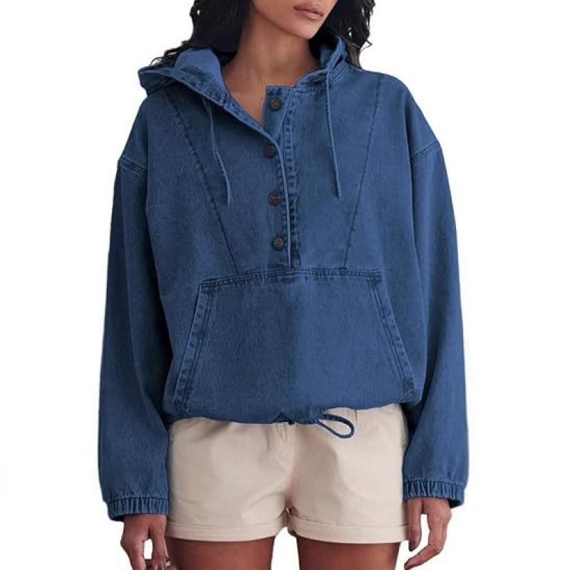 Spijkerjas met capuchon dames hoodie pullover sportjas mode_voghion.com