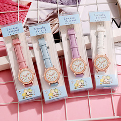 時尚皮帶學生手錶女款 玫瑰金夜光鑲鑽女士手錶新款文具手錶批發