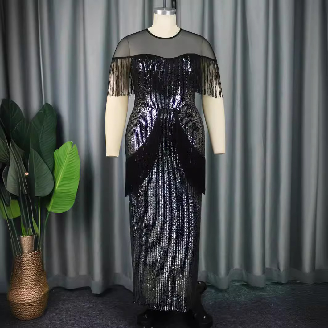 Naisterõivaste disaineri litritega kleidi perspektiivõmblusega tutidega peoõhtukleidid_voghion.com