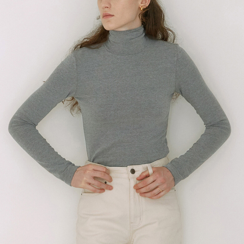 【Clearance Sale】 Half-High Collar Top, Base Layer Shirt, Outerwear, Slim Fit, High Elasticity, Fine Ribbed Long-Sleeve Layered T-Shirt for Women