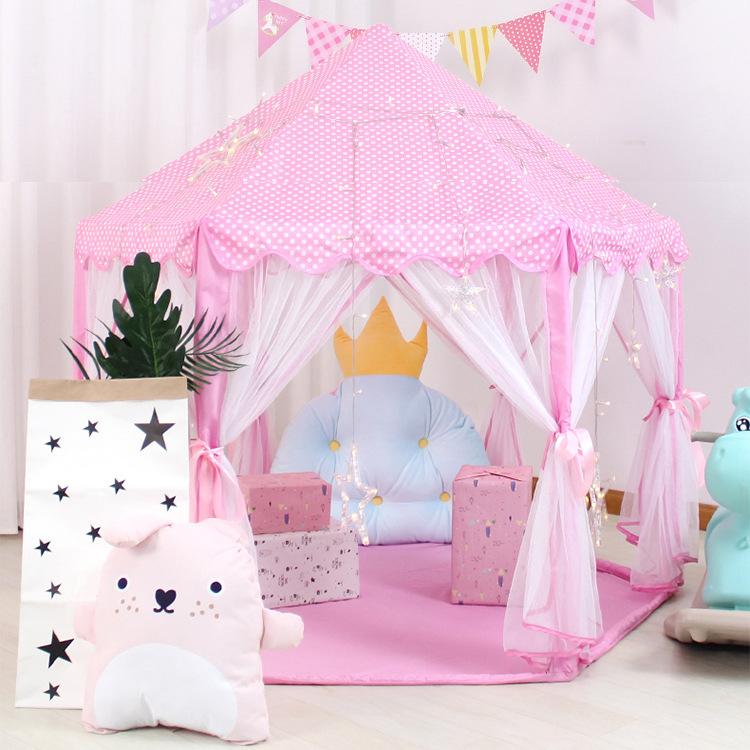 Tienda hexagonal de tul para niños interior – decoración para bebés, casa de juegos, princesa, castillo