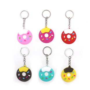 Cross-border donut keychain cute cartoon dessert PVC key ring car pendant accessories small gift wholesale
