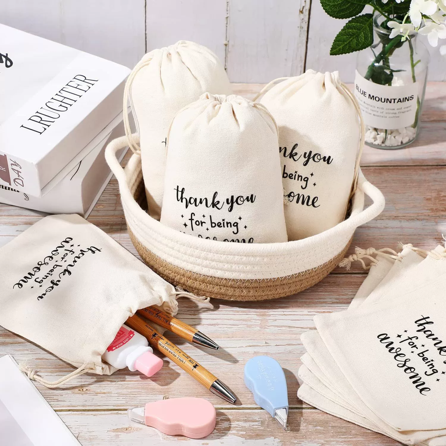 Спот трансграничный Thank You белый хлопок сумка сумка для подарка на день рождения