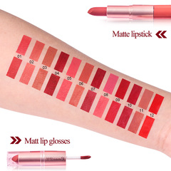 Pay attention to check! Disclaimer - Exclusively for foreign trade: CmaaDu 12-color two-in-one lipstick and lip gloss