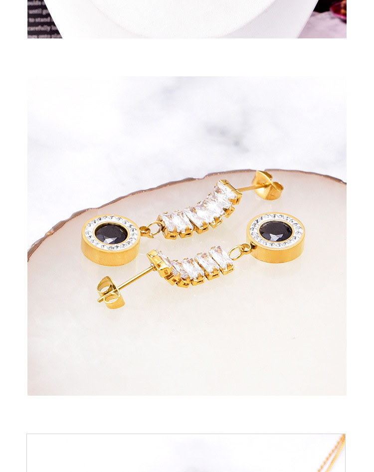 Fashion Geometric Titanium Steel Layered Necklaces Inlay Zircon Stainless Steel Necklaces 1 Piece