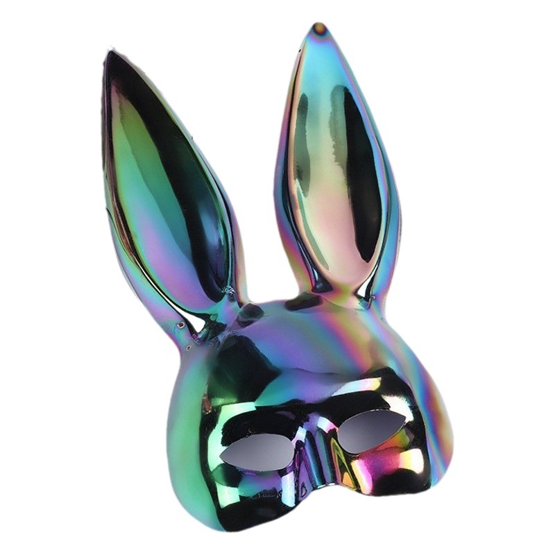 Bunpomelo Halloween Masquerade Orejas de Conejo Media Cara Máscara Carnaval Conejitas Bar Party Vestir Props