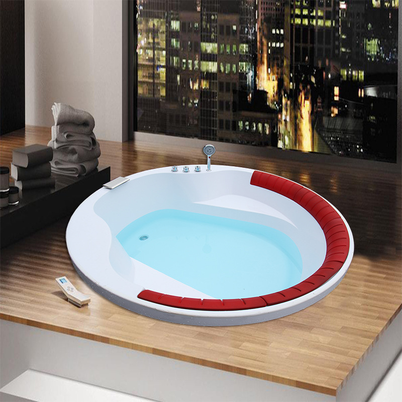 Manufacturer Wholesale Embedded Acrylic Whirlpool Double Round Bathtub with Independent Thermostatic Bubble Spa Massage