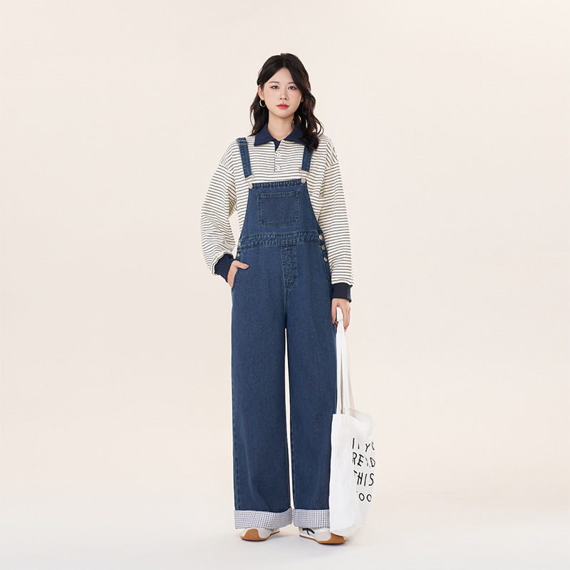 Masanon Maternity Pants 2026 Spring and Summer New Style Xinjiang Cotton Casual Wide-Leg Age-Reducing Cuffed Denim Overalls Spring Masanon Maternity Pants 2026 Spring and Summer New Style Xinjiang Cotton Casual Wide-Leg Age-Reducing Cuffed Denim Overalls Spring