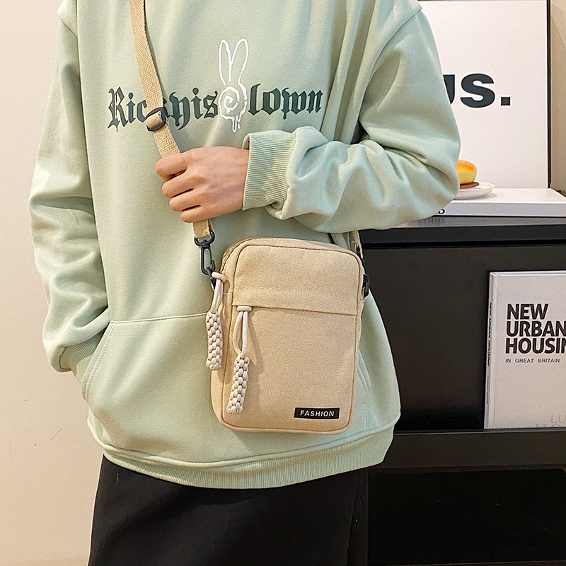 港風小包包女復古帆布包街頭休閒潮包手機包個性單肩包工裝斜挎包