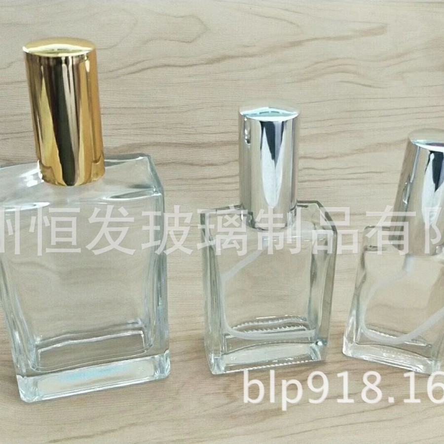 供应高白料方形化妆品玻璃瓶30ml香水瓶 50ml精油瓶100ml喷雾瓶