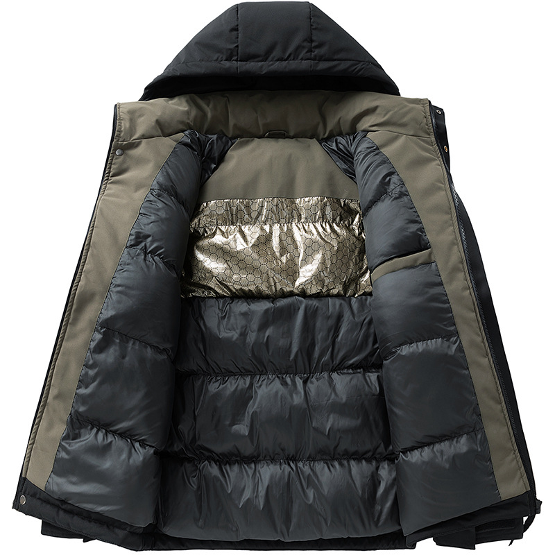 Transfronterizo invierno nuevo estilo de ropa de asalto hombre algodón abrigo casual suelto grafeno calentamiento cardigan con capuchón algodón