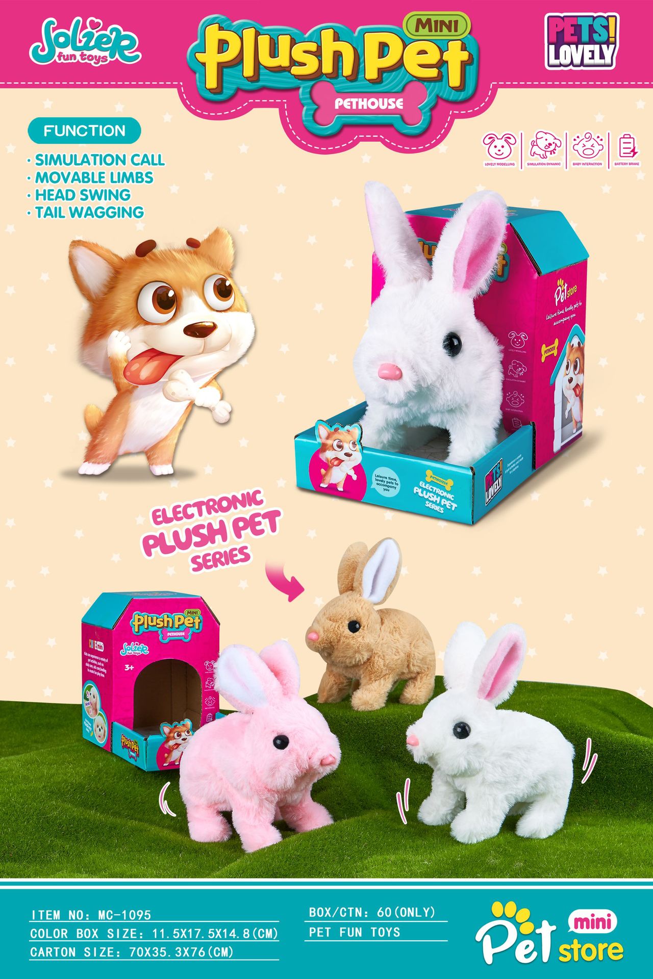 Conejo de peluche eléctrico + rábano