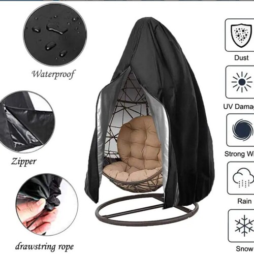 Cross-border Amazon hanging chair eggshell dustproof cover 210D Oxford cloth outdoor swing cover zipper model swing cover