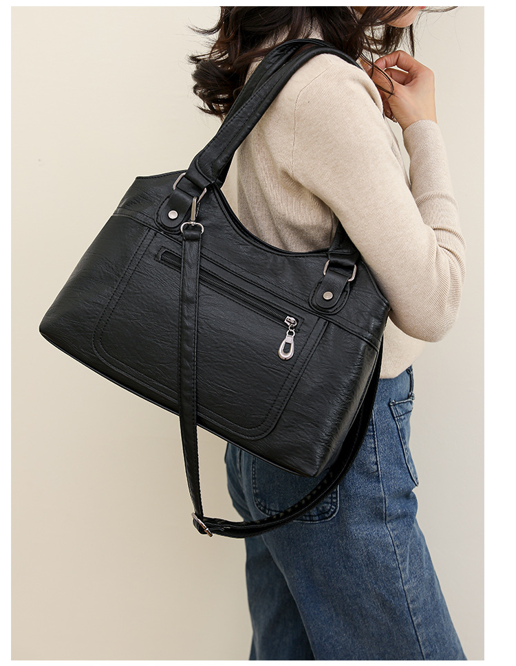 Frauen Tasche 2023 Neue Single Schulter Diagonal Straddle Handheld Tote Tasche frauen Große Kapazität Gewaschenes Leder Tasche Frauen der Tasche_voghion.com