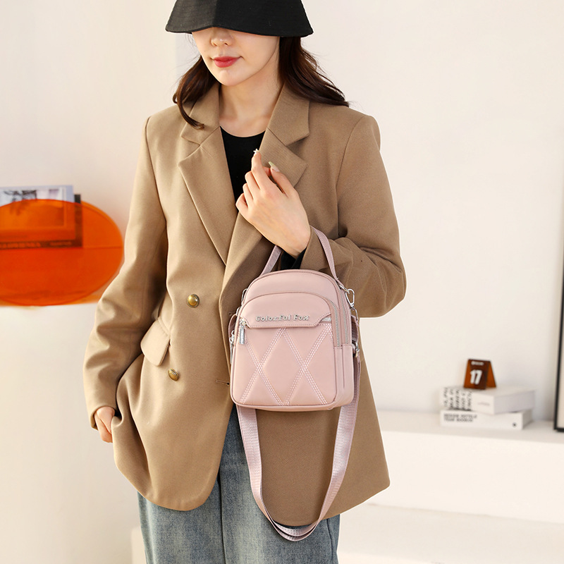 Borsa a tracolla ricamata per il cambio delle chiavi, da donna, per il tempo libero all'aperto, con tracolla multistrato, edizione coreana, colorata Fox_voghion.com