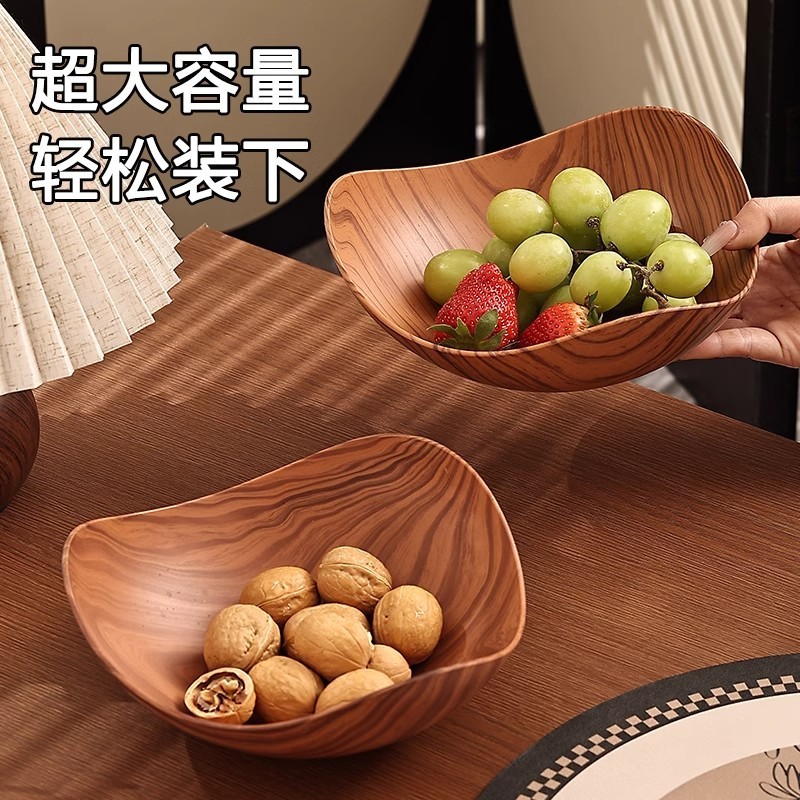 模造木目調三角フルーツプレート、レトロスタイルのスナックプレート、サラダボウル、リビングルームやコーヒーテーブル用のドライフルーツスナックディスプレイプレート|undefined