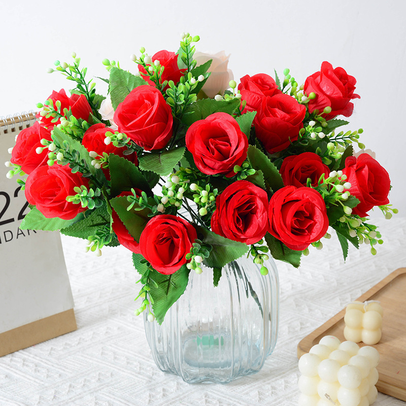 Acacia rosa simulada flores falsas flores decoración de boda props de fotografía regalos de San Valentín fabricantes en stock aprobación