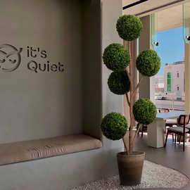 彷真绿色植物米仔兰盆栽室内大型球型植物服装店氛围树落地摆件