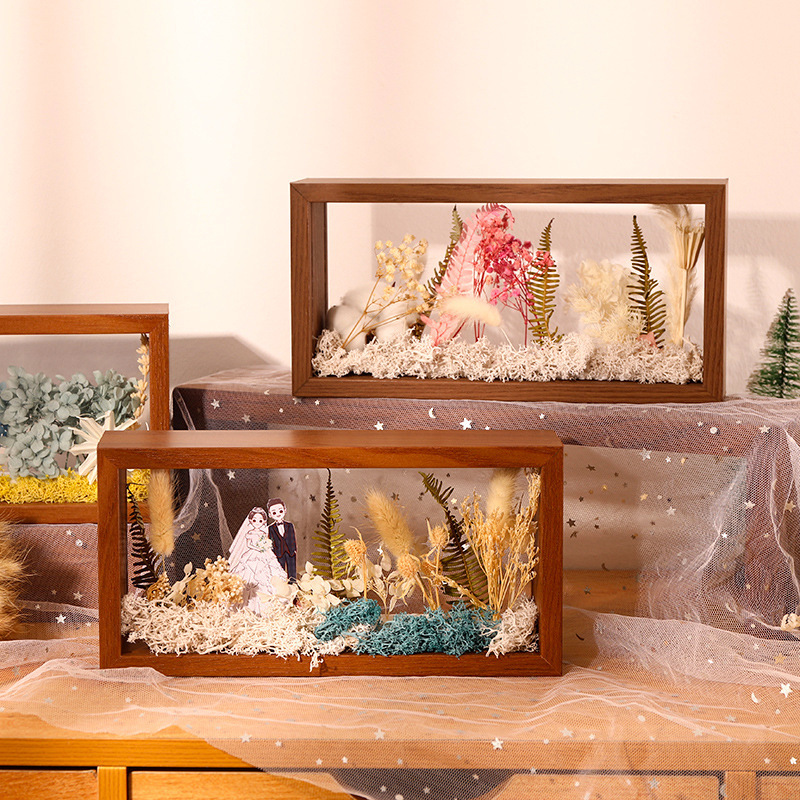 Transparent Hollow Dried Flower Photo Frame DIY Immortal Flower Rose Preservation Picture Frame Table Gift Specimen Box Frame