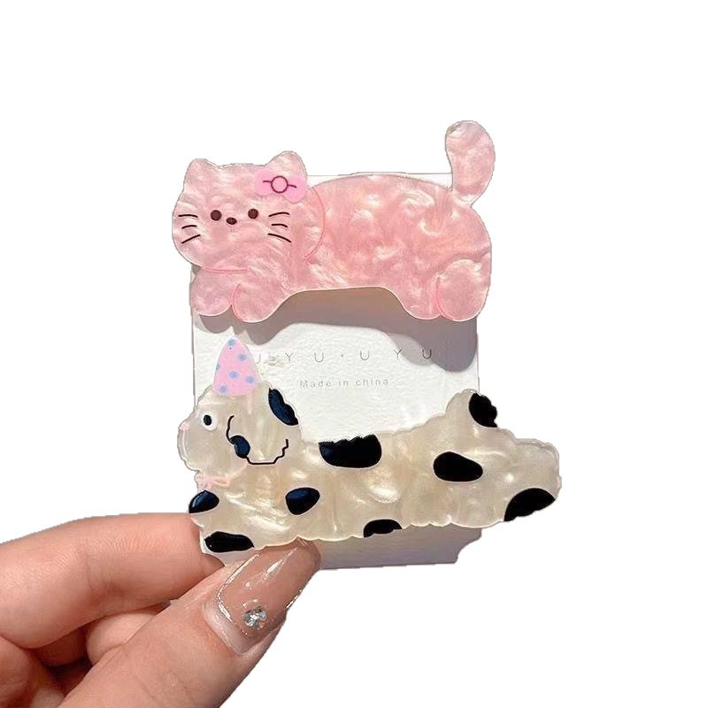 Pinza de Pico de Pato de Perrito Animado de Acrílico Hecha a Mano para Mujeres