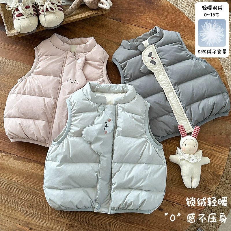 宝宝羽绒马甲秋冬新款婴幼儿轻薄羽绒衣服女童白鸭绒马夹外套 a类