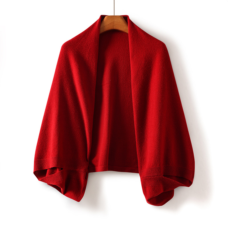 우아한 기질의 여성용 100% 순수 양모 숄, 가을과 겨울용 아우터웨어, 느슨한 조끼, 긴 소매 및 치마