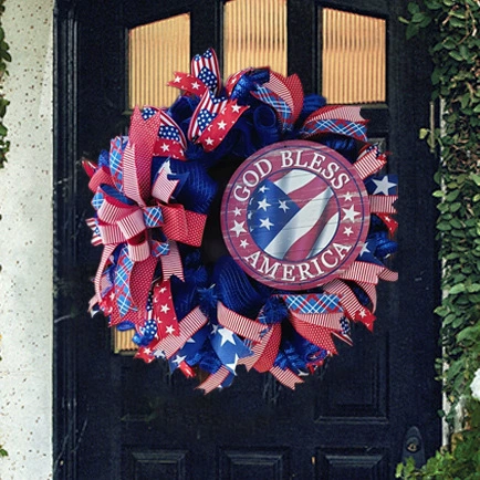 Новое трансграничное украшение ко Дню независимости, красная, синяя и белая юбилейная гирлянда, американский флаг, пятиконечная звезда, гирлянда, подвеска на дверь