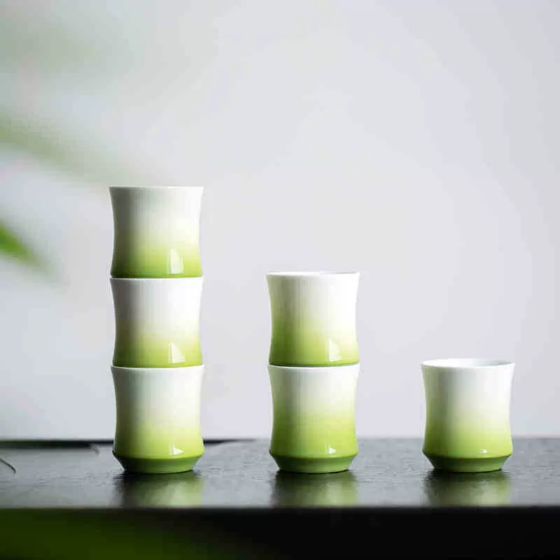 青竹品茗杯酒杯纯手工陶瓷茶杯中式陶瓷茶杯泡茶单杯主人杯闻香杯