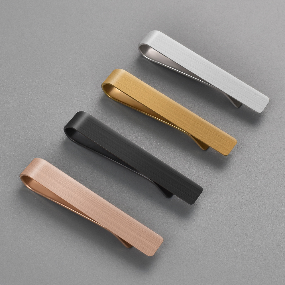 Aliexpress Amazon New Stainless Steel Mirror Polished Tie Clip Shirt Clip Men's Simple Brushed Wallet Clip