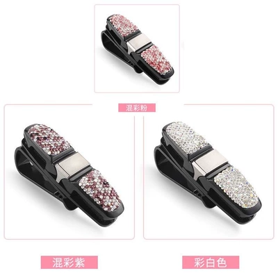 Eye Box Cute Diamond-encrusted Women's | Car Glasses Clip/Bill Clip