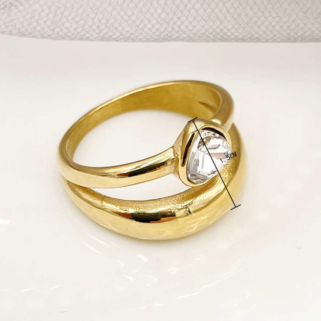 Retro Round Stainless Steel Irregular Zircon Rings