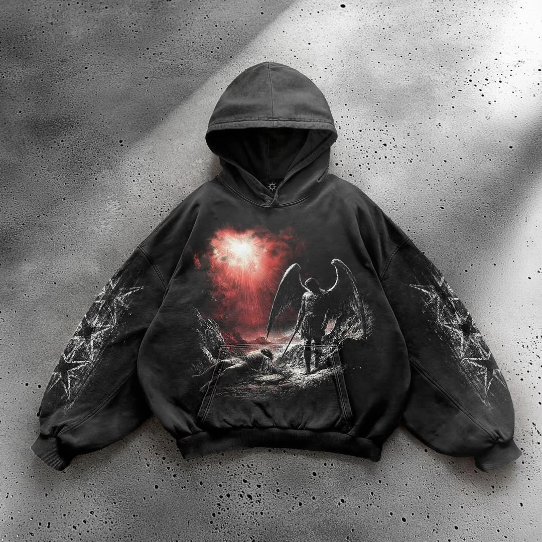 Men's Clothing Printed Sweatshirt Long Sleeved Pullover Hoodie Retro Jacket Street Fashion European And American Wholesale_viptrois.com