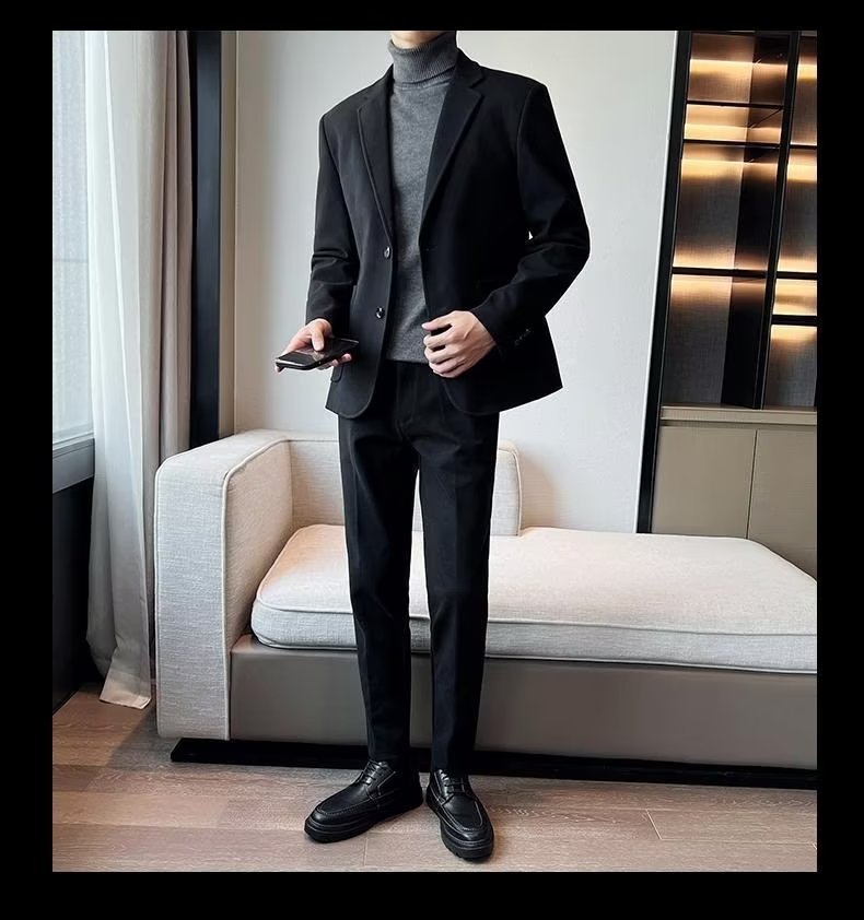 1 Blazer Men, Autumn And 2023 New Style, Mature Style Men's Casual Thick Woolen Suit For Winter_viptrois.com