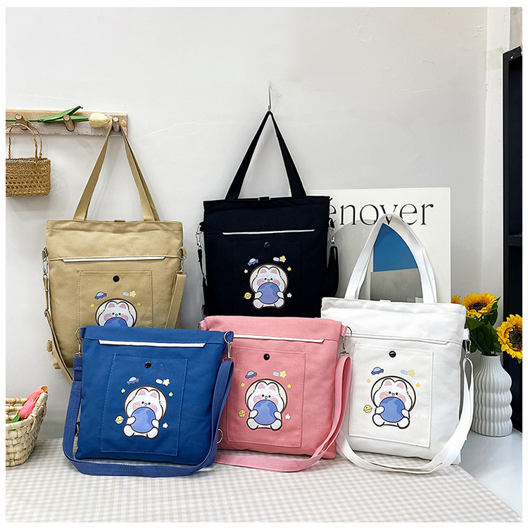 Wholesale of 2025 new cartoon casual canvas bags, large-capacity, fashionable and cute girl single-shoulder bags and tote crossbody bags undefined
