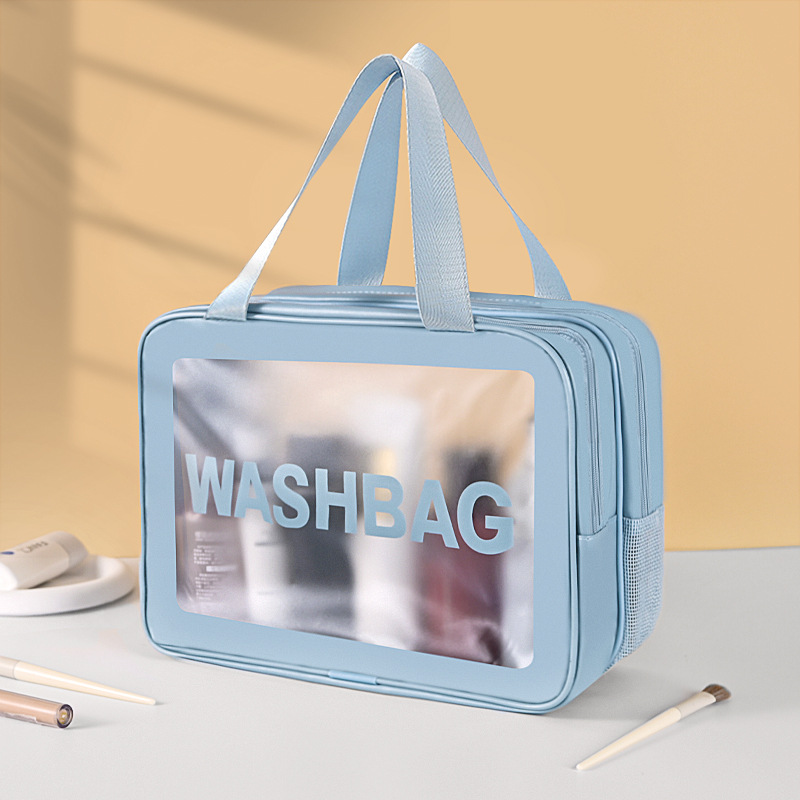 Neceser de Viaje Portátil de Doble Capa de PU Impermeable para Viaje y Baño
