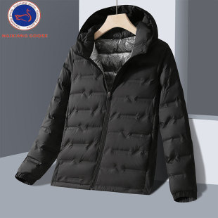 Down Jacket Men's Autumn and Winter Cold-Proof and Warm Lightweight Graphene White Duck down Couple Outdoor Pure Color Hooded Jacket