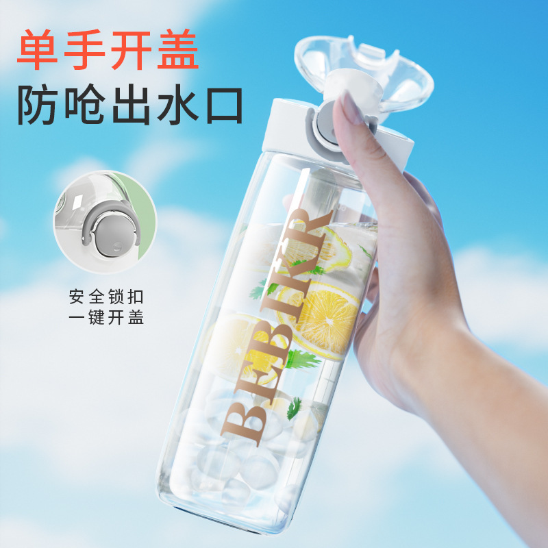 見栄えの良い大容量ウォーターカップ 600ml 学生用スナップオンウォーターカップ スクールバッグ ストレートウォーターボトル ハンドル付き アウトドアストロー|undefined
