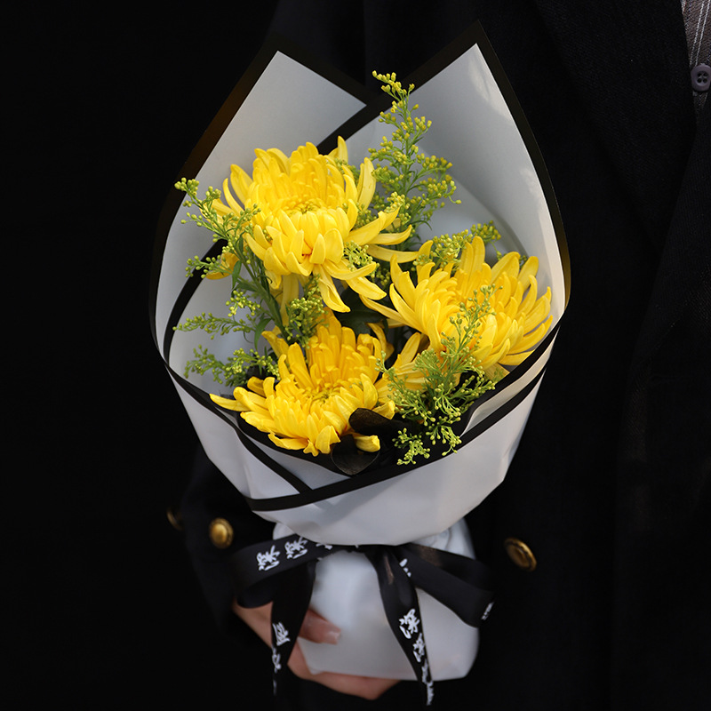 Blanco y negro aristocrático festival Qingming ramo de flores envoltura de papel funerario materiales de embalaje de flores floristas materiales de arte de flores