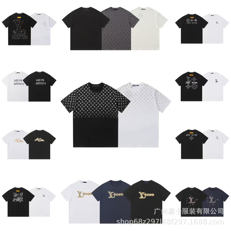 Correct Version of the Original Label Dropshipping High-Quality Lujia Letter Logo Round Neck Short-Sleeved Loose Couple Casual T-Shirt