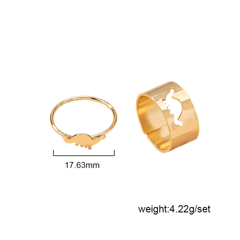 Open Design Sense Dinosaur Ring Retro Hip-hop Style Couple Ring Set Wholesale display picture 1