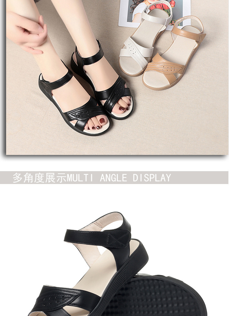 Dép sandal nữ đế bệt da mềm chống trượt — màu be chi tiết 16