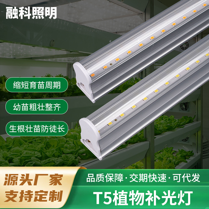 T5 plant grow light, full-spectrum LED plant light tube for indoor greenhouse planting of flowers and succulents