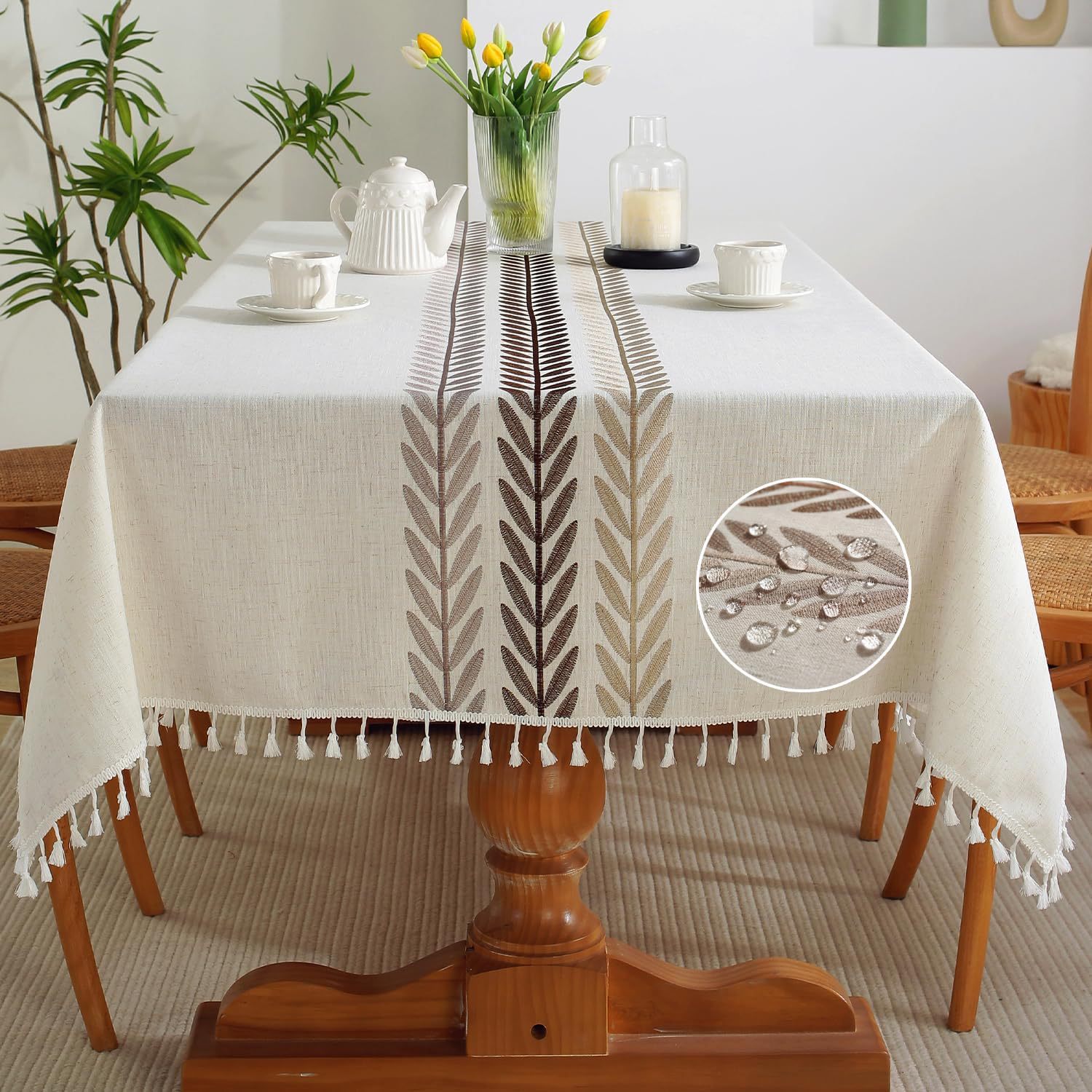 Topa de mesa de viento pastoral transfronterizo a prueba de polvo doméstico bordes bordados tela de mesa Jacquard toallas de mesa fábrica directa