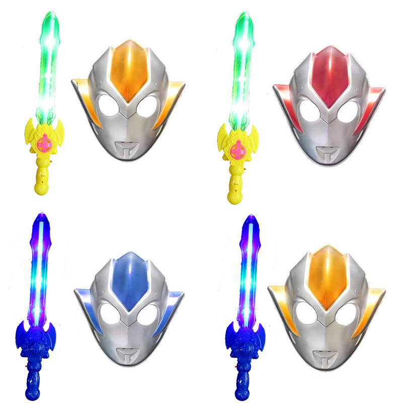 Greecho Otte máscara para niños capa de espada luminosa juegos de rol accesorios juguetes para niños y niñas