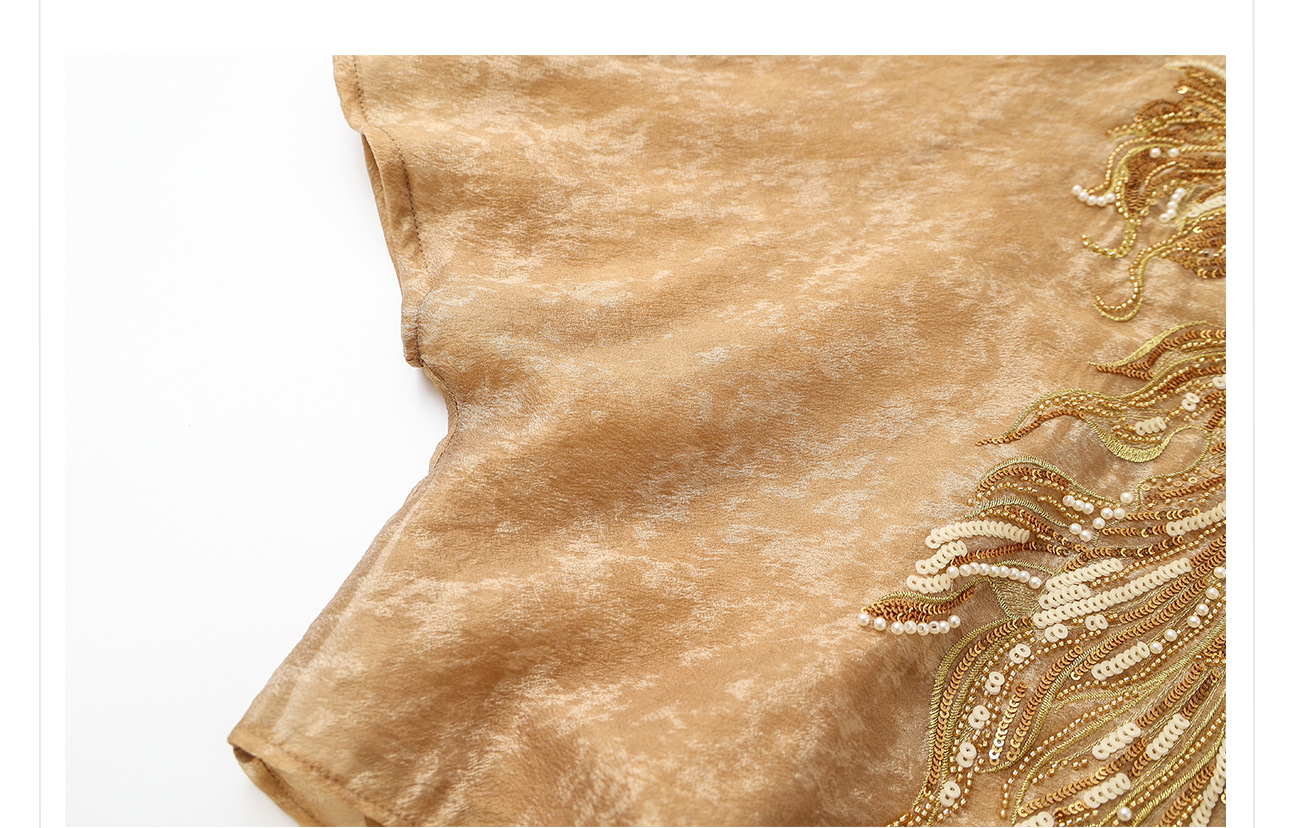 Áo dáng rộng kiểu mới thiết kế cao cấp thêu đính cườm ánh sáng, chất liệu rayon — Màu vàng chi tiết 23