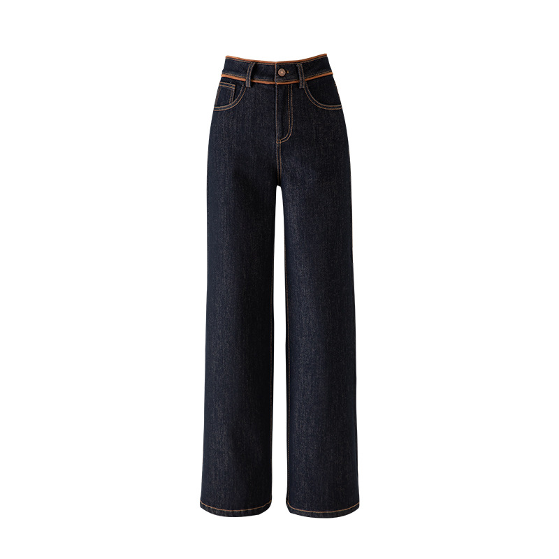 Quần jean ống loe nữ cạp cao lót lông ấm — Màu xanh denim