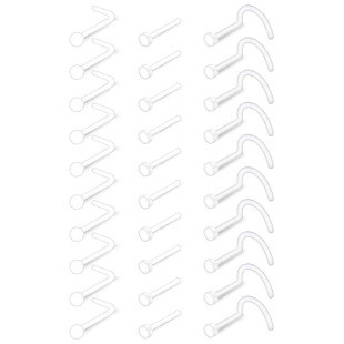 Cross-border 30-piece acrylic nose nail puncture jewelry straight rod L rod curved rod invisible transparent suit Amazon